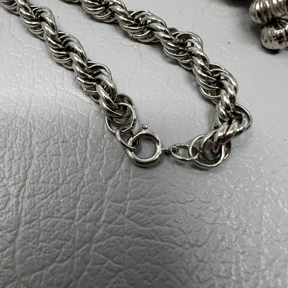 Boho Necklace Silver Tone Rope Chain with Dangle Tassel‎ Pendant